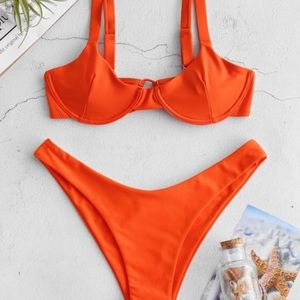 ZAFUL underwire tie balconette bikini set
